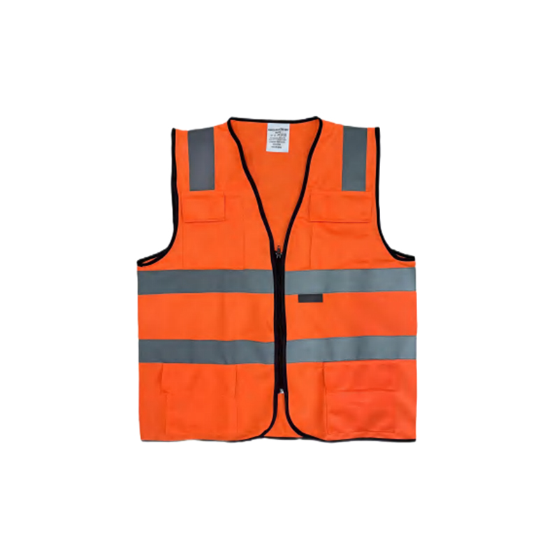 RF014 Orangefarbene, atmungsaktive, reflektierende Sicherheitsweste aus Polyester